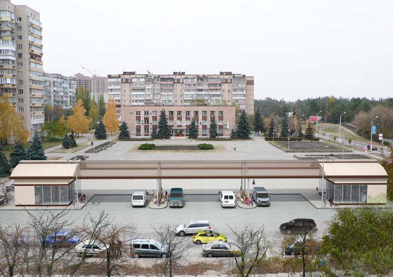 Остановка с магазинами в Украинке